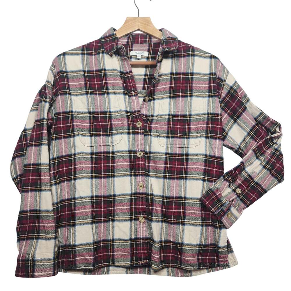 Madewell Tartan Plaid Brushed Multi Flannel Button Up Top Size XS